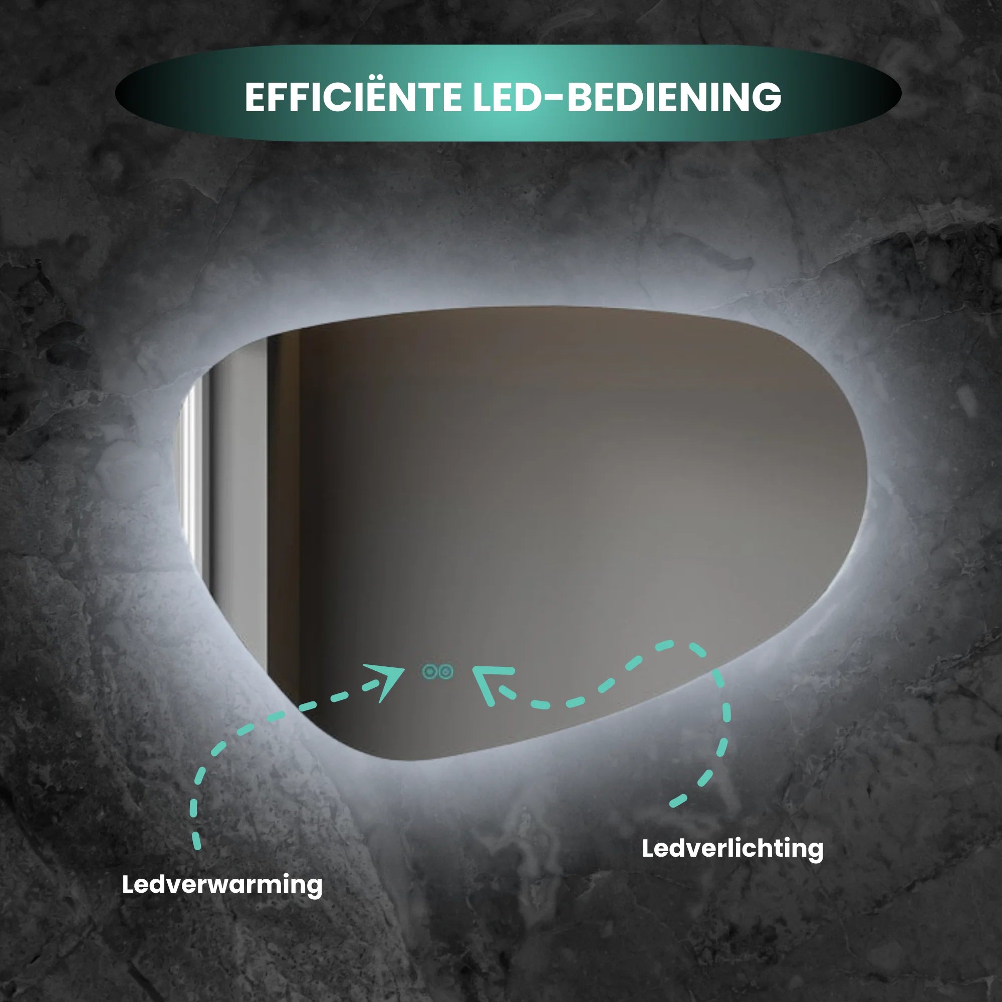 Asymmetrical Mirror LED lighting &amp; anti-fog 100x65cm