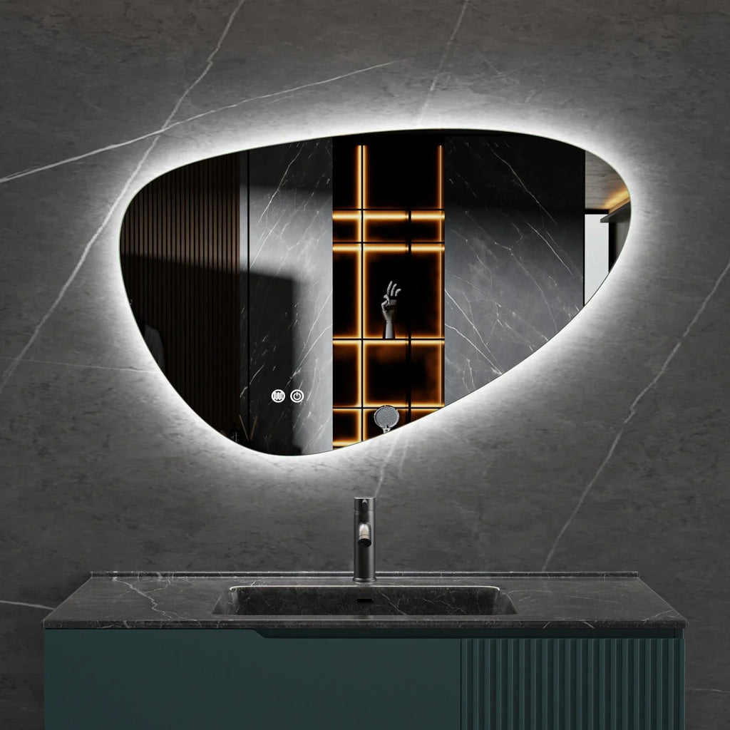 Asymmetrical Mirror LED lighting &amp; anti-fog 100x65cm