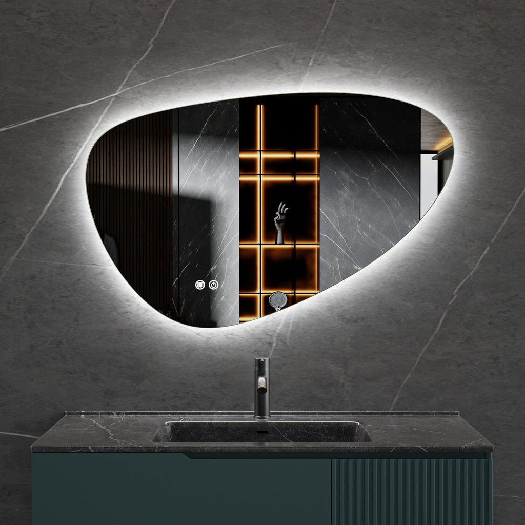 Asymmetrical Mirror LED lighting &amp; anti-fog 90x60cm