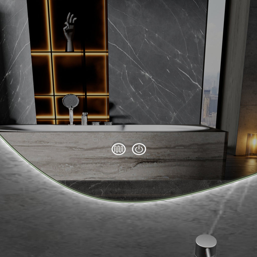 Asymmetrical Mirror LED lighting &amp; anti-fog 90x60cm