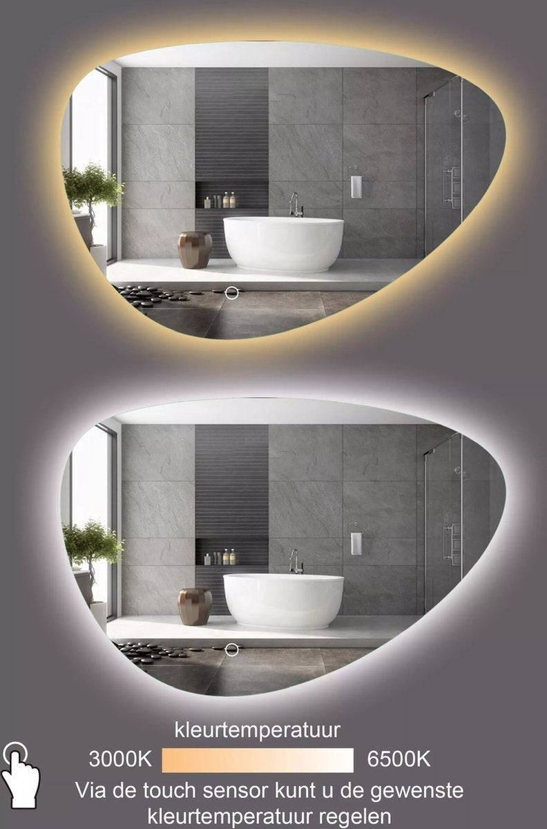 Asymmetrical Mirror LED lighting &amp; anti-fog 90x60cm