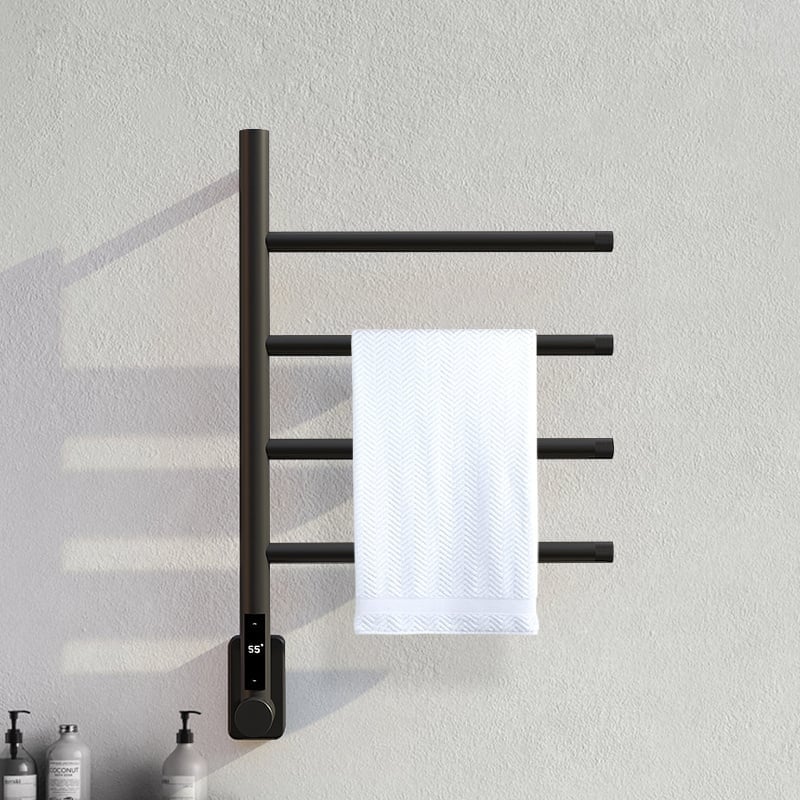 Electric towel radiator with thermostat – black – 670x410 mm