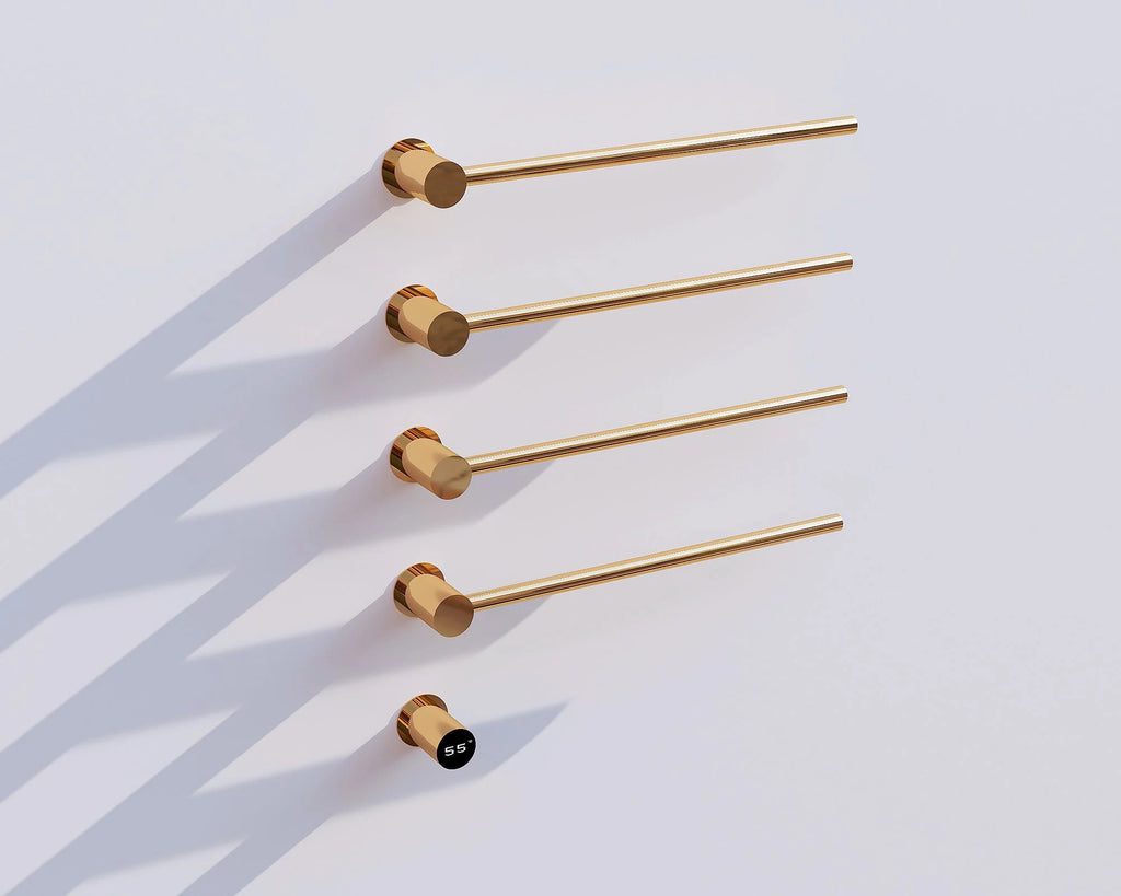 Electric towel radiator with thermostat – gold – 987x360 mm