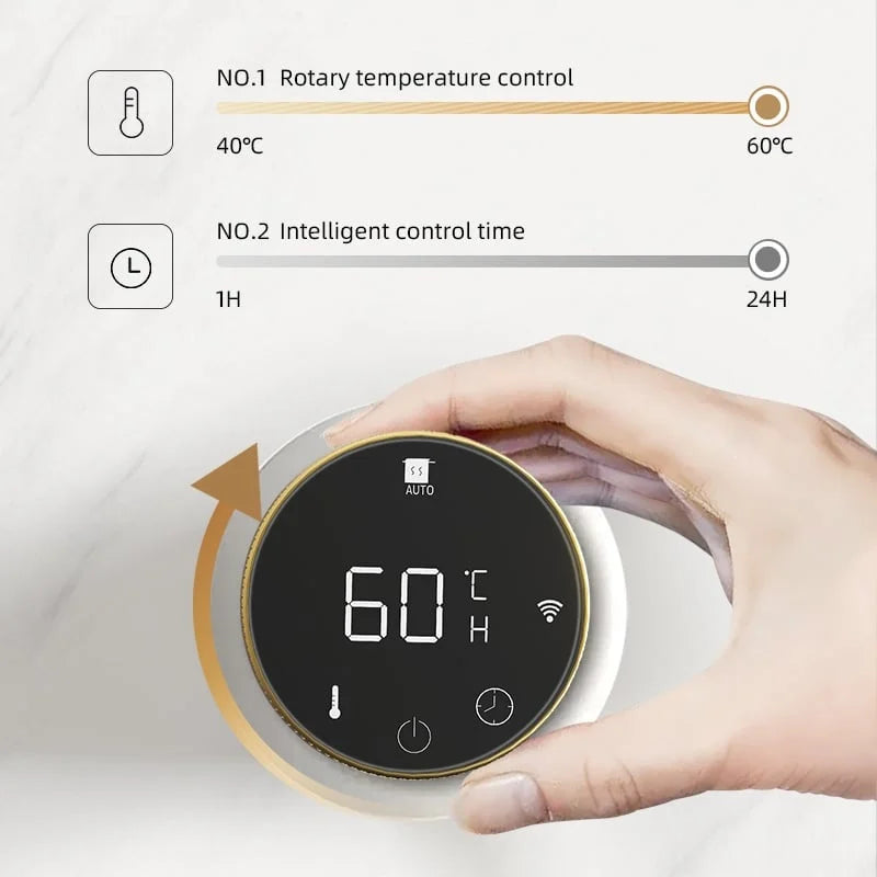 Electric towel radiator with thermostat – gold – 580x410 mm