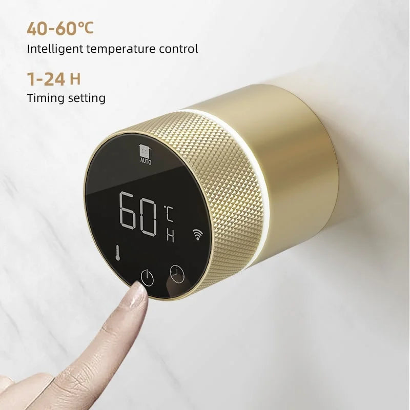 Electric towel radiator with thermostat – gold – 580x410 mm