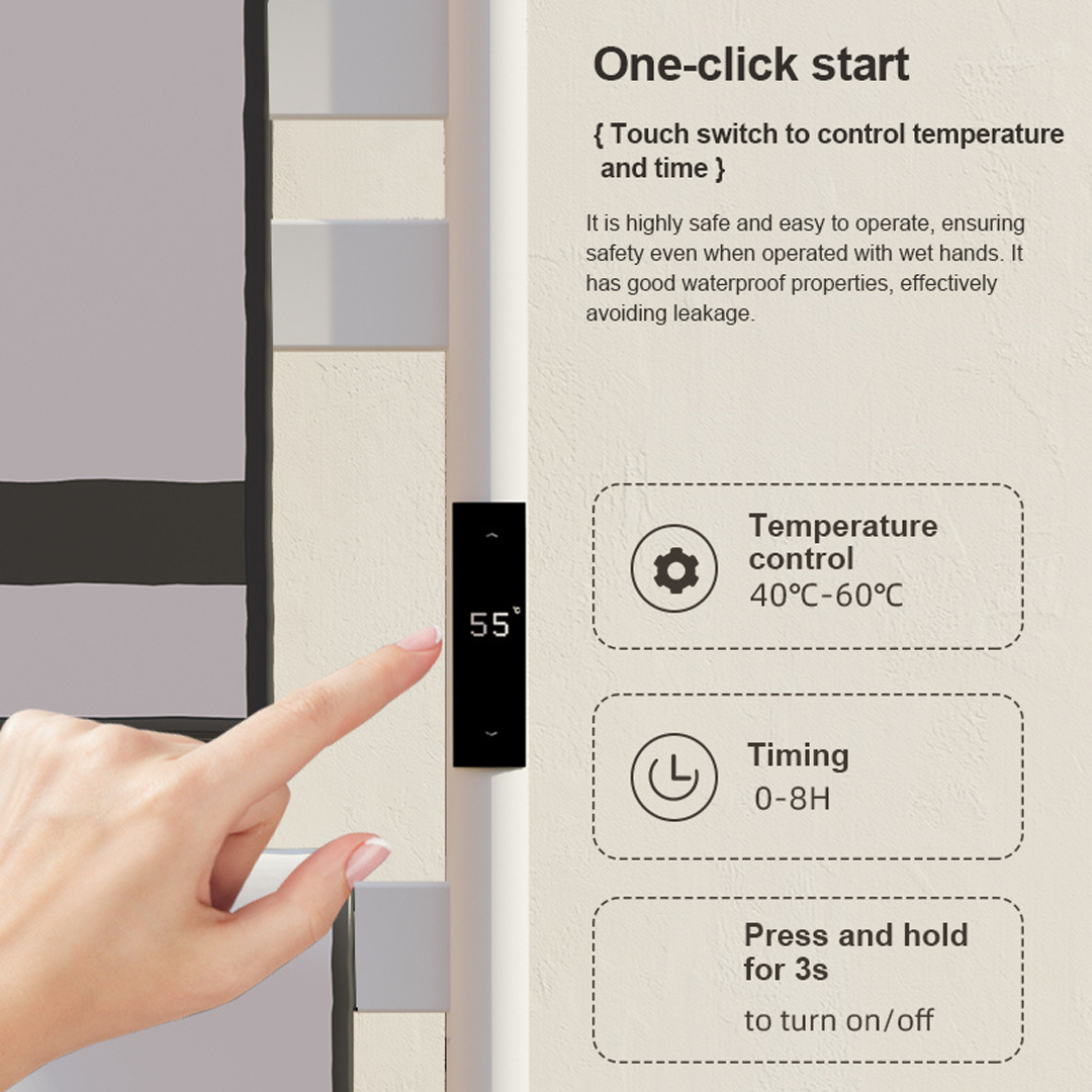Electric towel radiator white with thermostat
