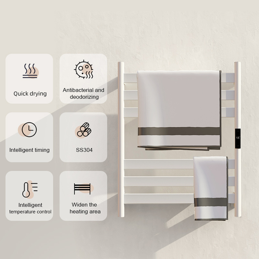 Electric towel radiator white with thermostat