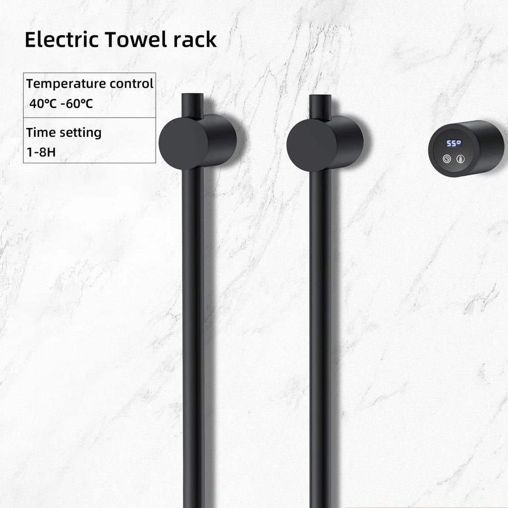 Electric Towel Radiator with Thermostat – Black – 987x360