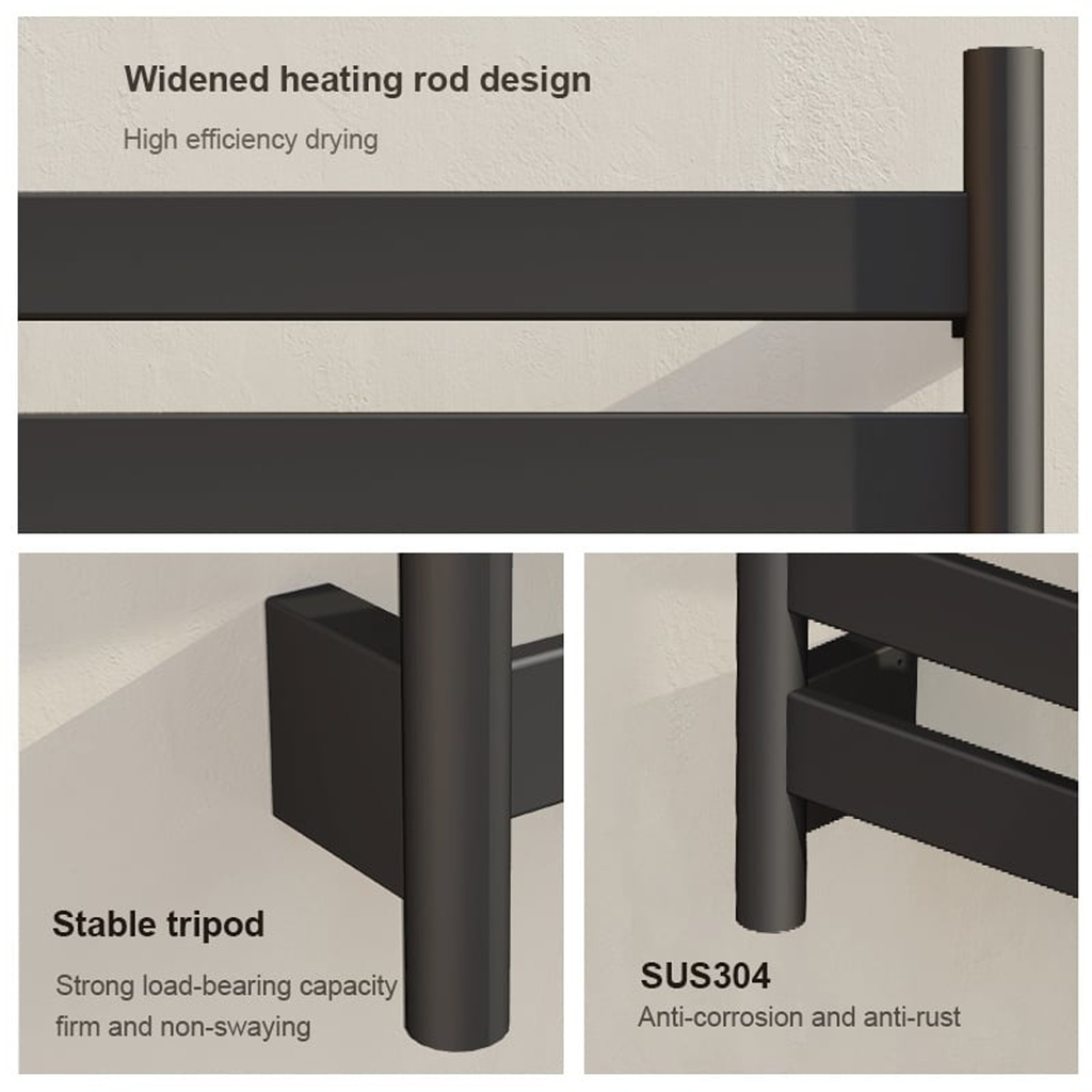 Electric towel radiator black with thermostat