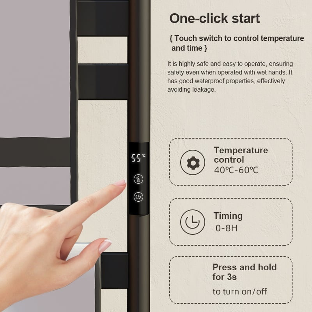 Electric towel radiator black with thermostat