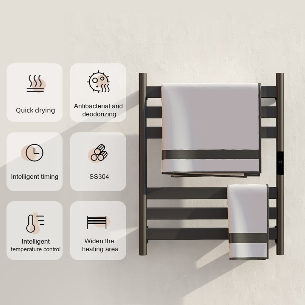 Electric towel radiator black with thermostat