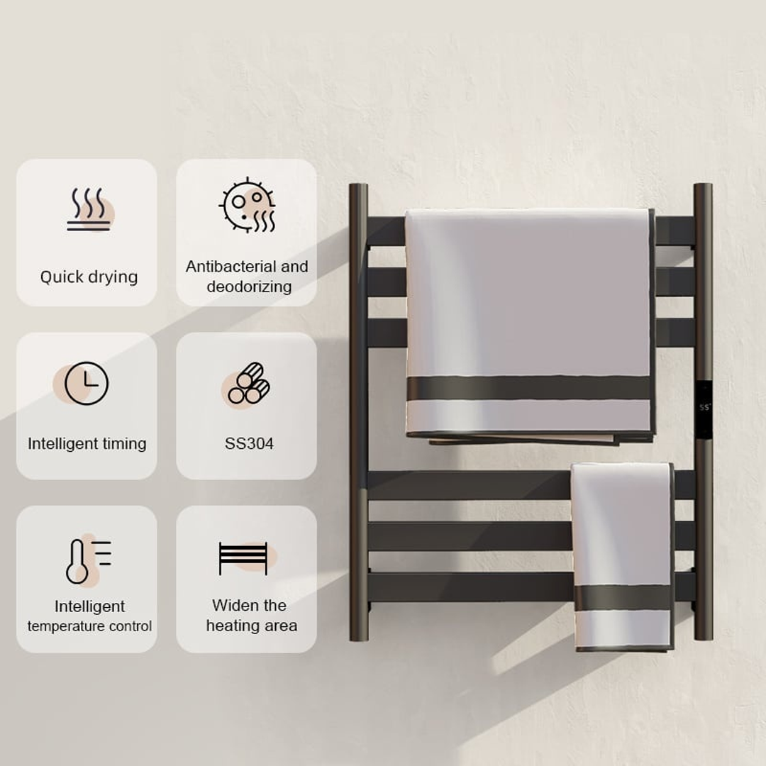 Electric towel radiator black with thermostat