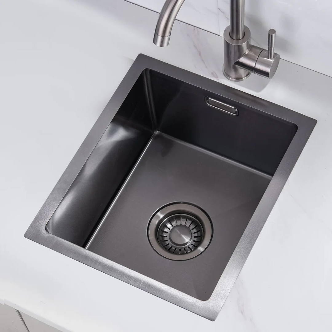 Black Metal Sink 34 x 40 - Kitchen Sink - Kitchen Sinks - Kitchen Wash Basin - without Tap Hole Stainless Steel