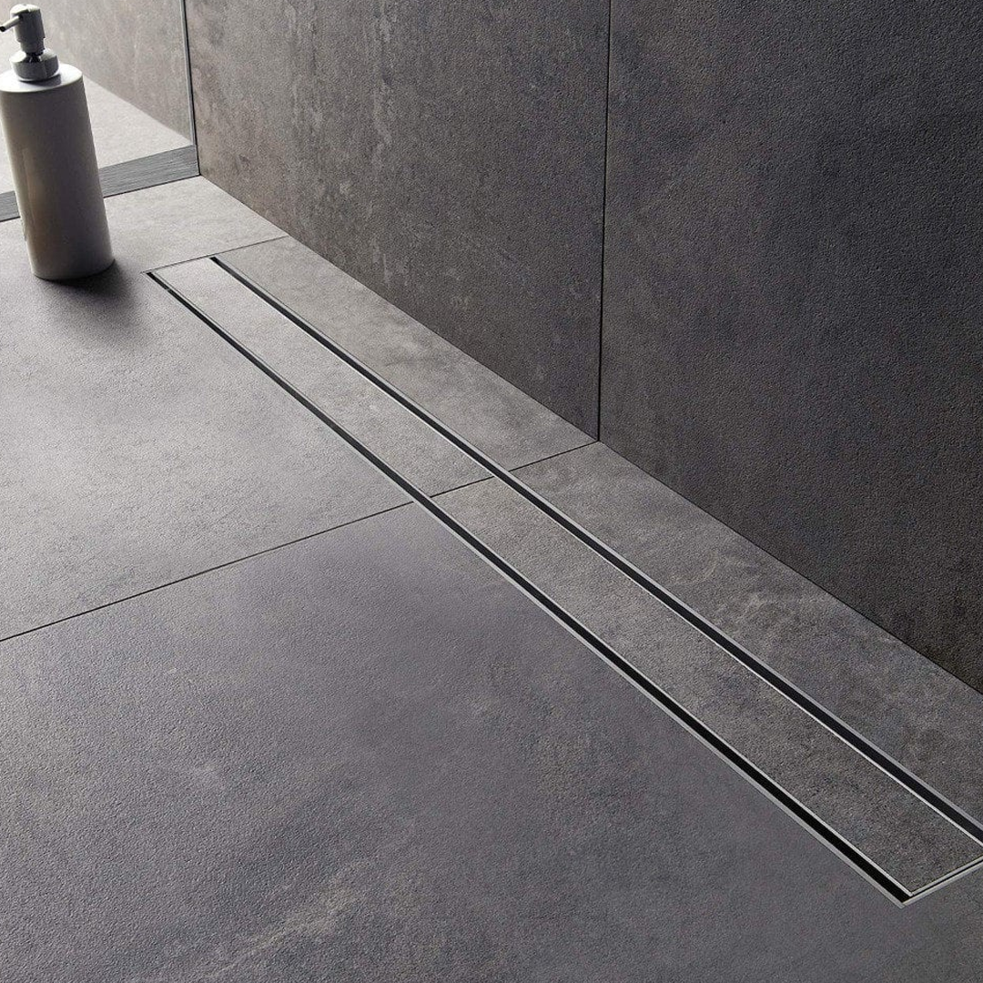 Shower channel flange with side outlet - tile grid 