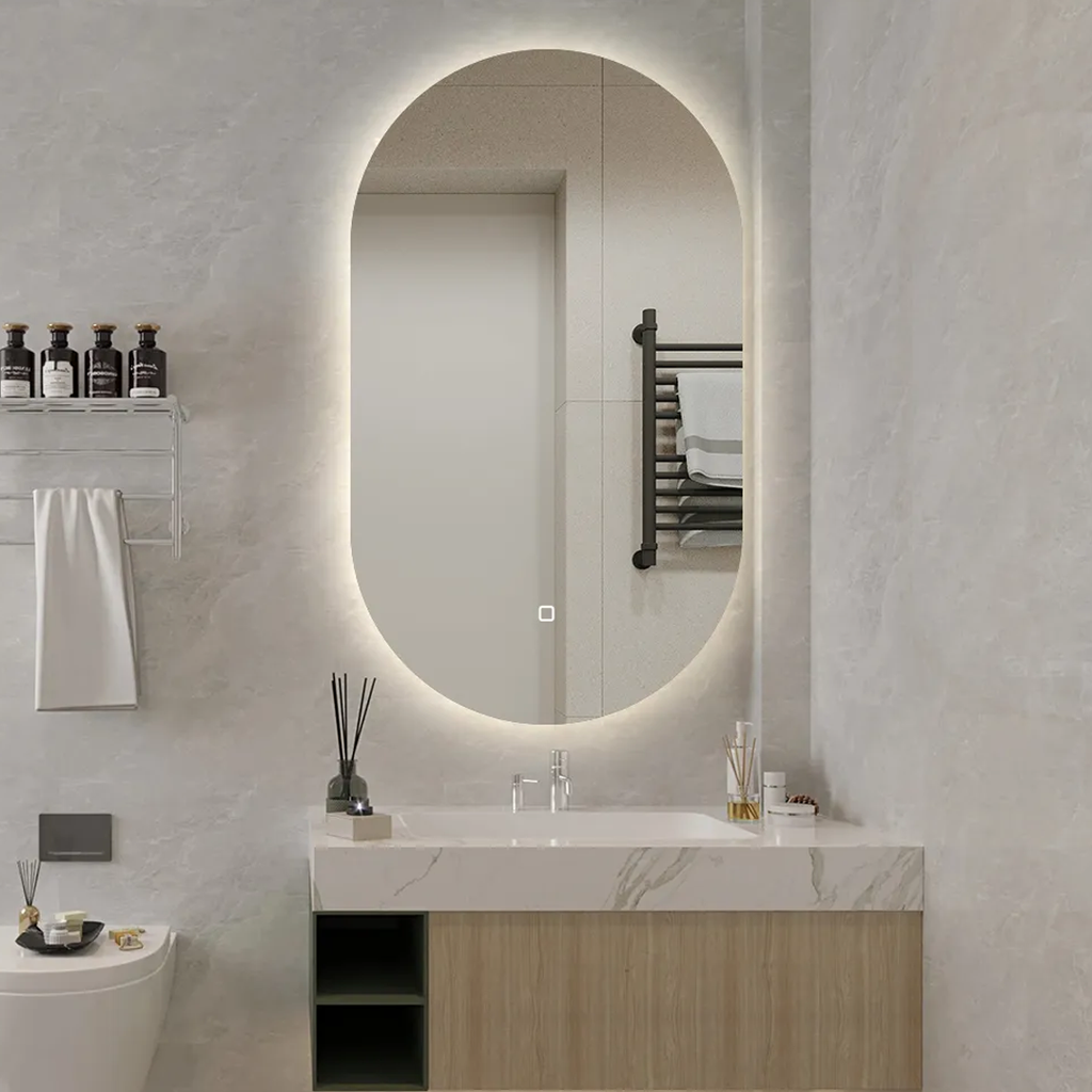 Mirror with LED oval 50 x 100 cm