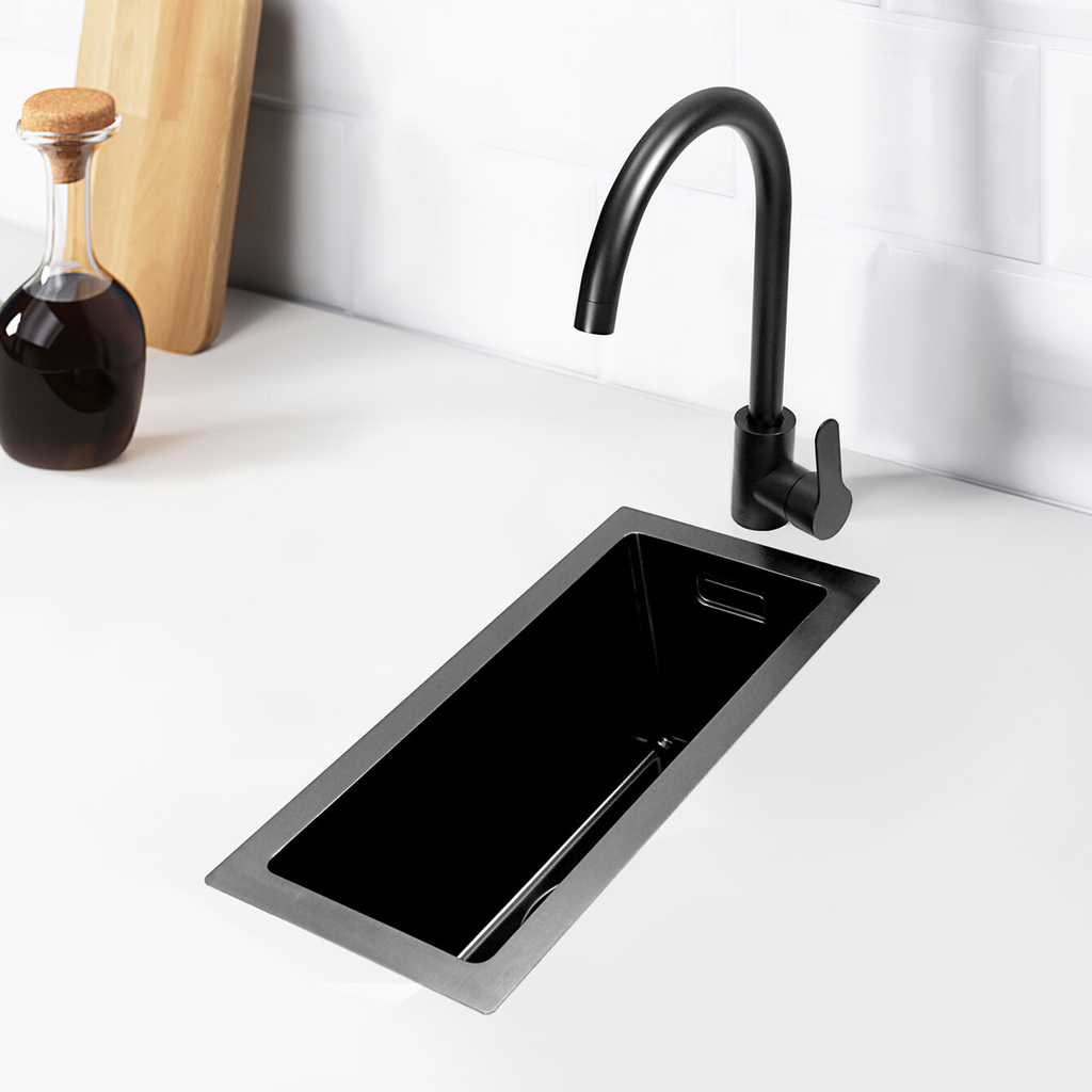 Black Metal Sink 22 x 44 - Kitchen Sink - Kitchen Sinks - Kitchen Wash Basin - without Tap Hole Stainless Steel