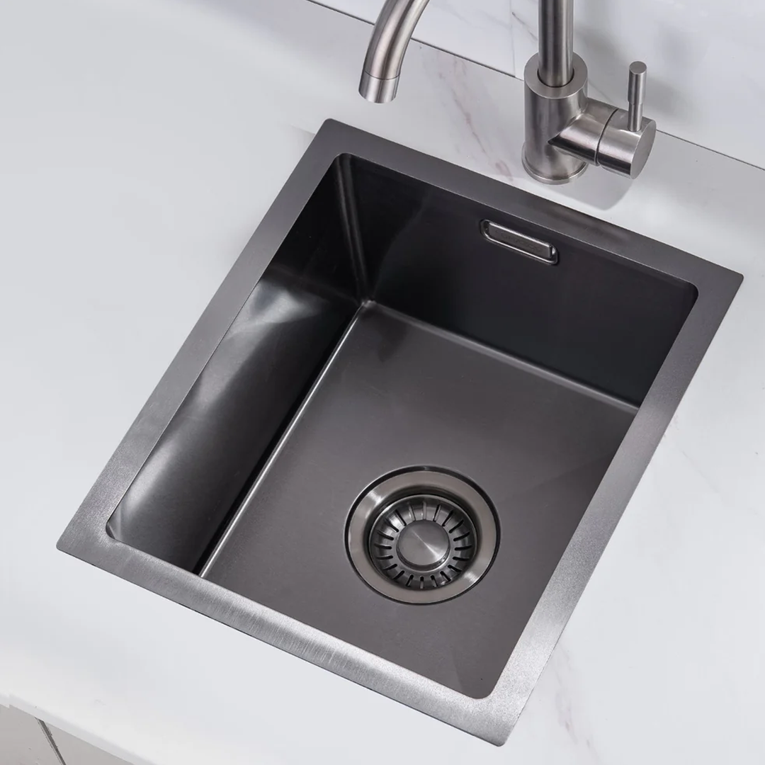 Black Metal Sink 40 x 40 - Kitchen Sink - Kitchen Sinks - Kitchen Wash Basin - without Tap Hole Stainless Steel