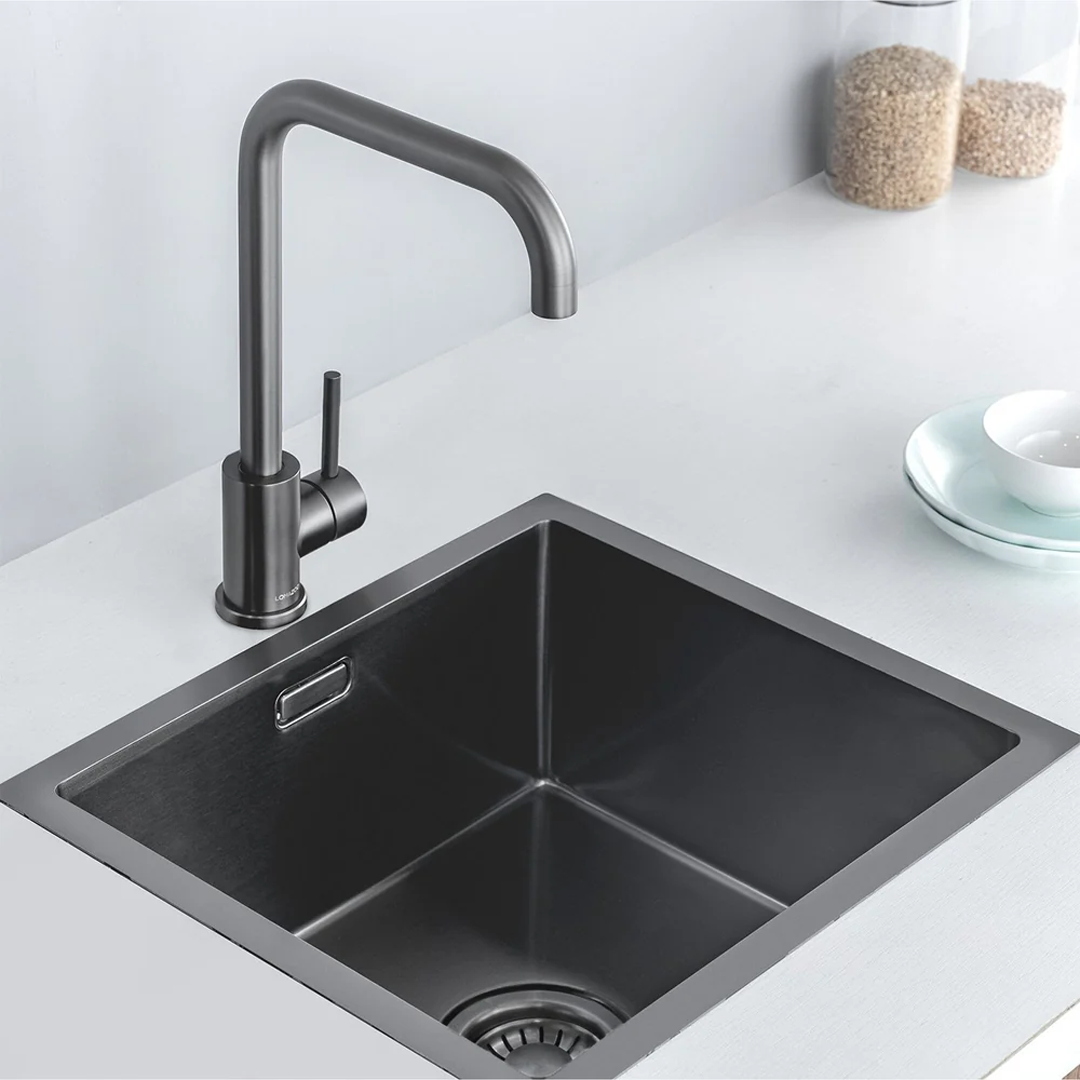 Black Metal Sink 45 x 40 - Kitchen Sink - Kitchen Sinks - Kitchen Wash Basin - without Tap Hole Stainless Steel