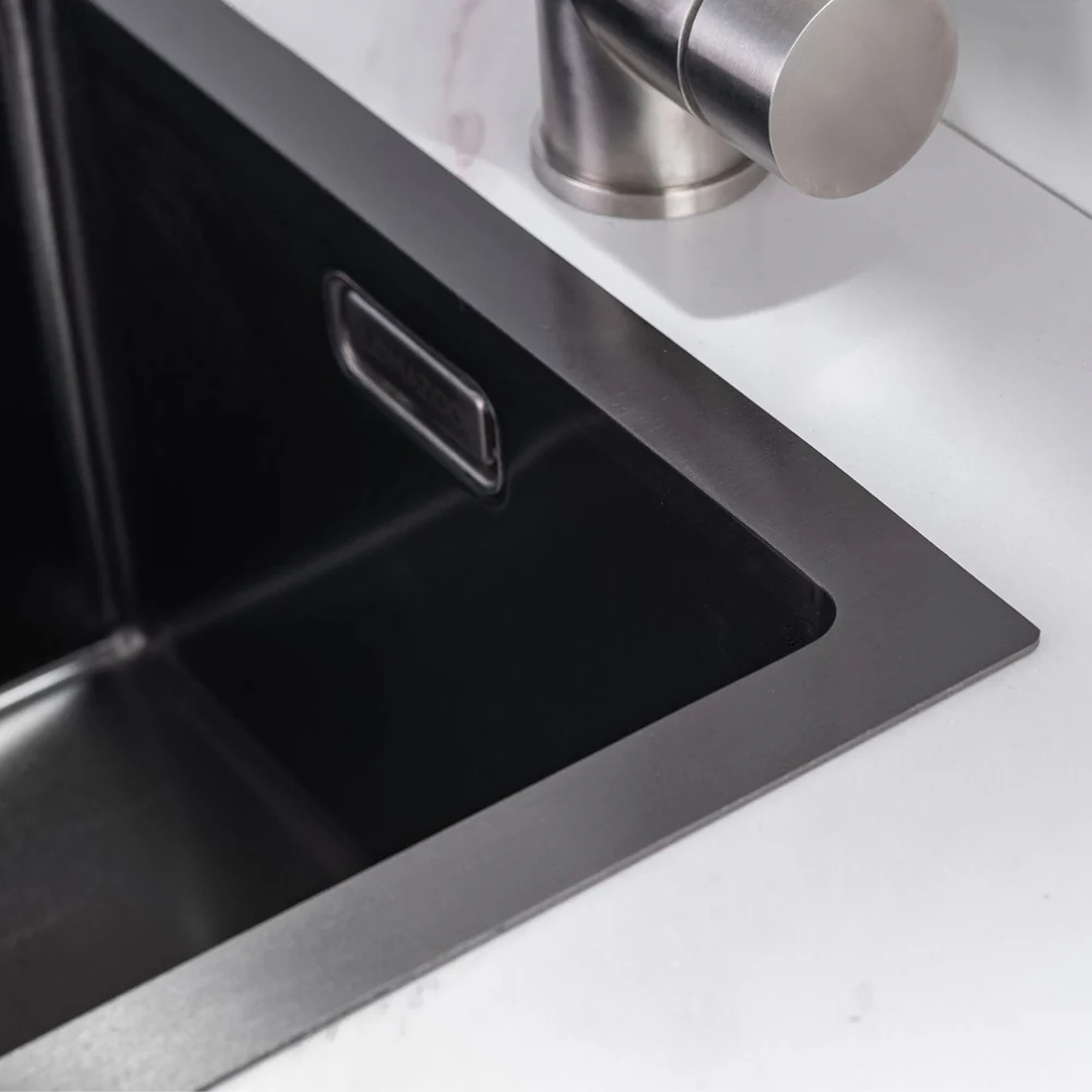 Black Metal Sink 50 x 40 - Kitchen Sink - Kitchen Sinks - Kitchen Wash Basin - without Tap Hole Stainless Steel