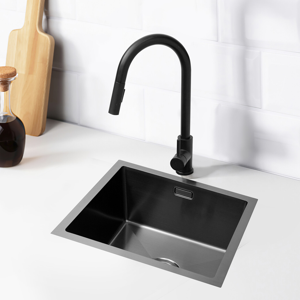 Black Metal Sink 50 x 40 - Kitchen Sink - Kitchen Sinks - Kitchen Wash Basin - without Tap Hole Stainless Steel