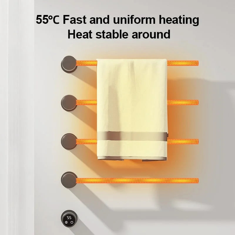 Electric Towel Radiator with Thermostat – Black – 987x360