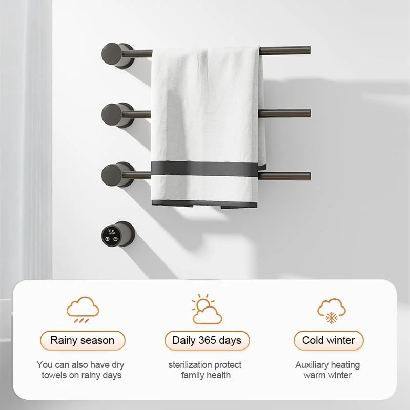 Electric Towel Radiator with Thermostat – Black – 987x360