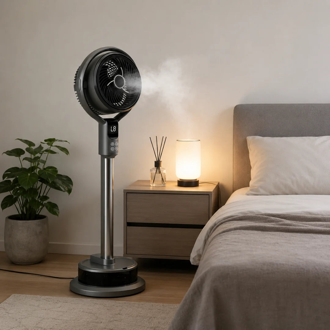 Mistventilator 50W met Afstandsbediening, Timer & Luchtbevochtiger