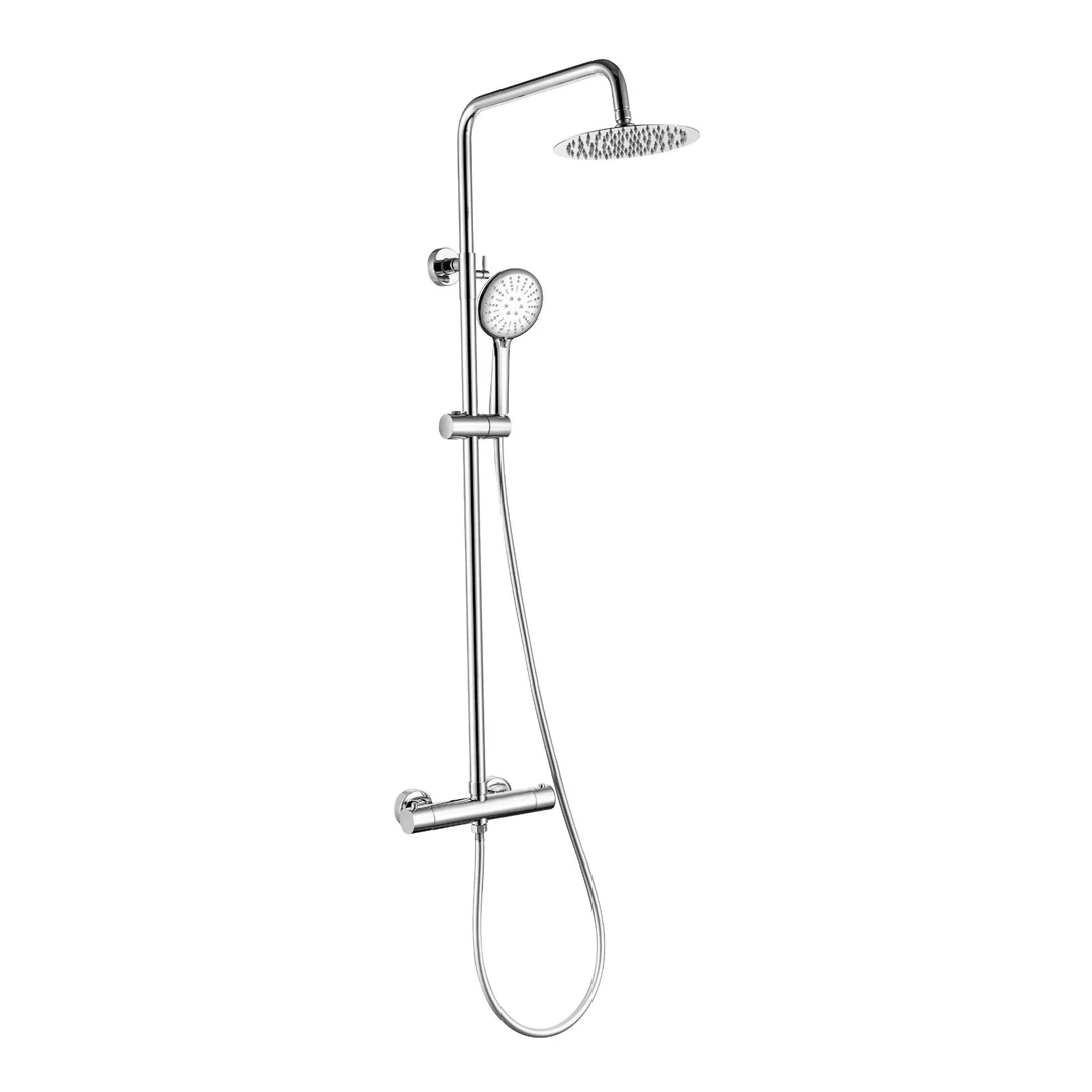 Surface-mounted rain shower 30 cm thermostatic shower head, matt black/silver