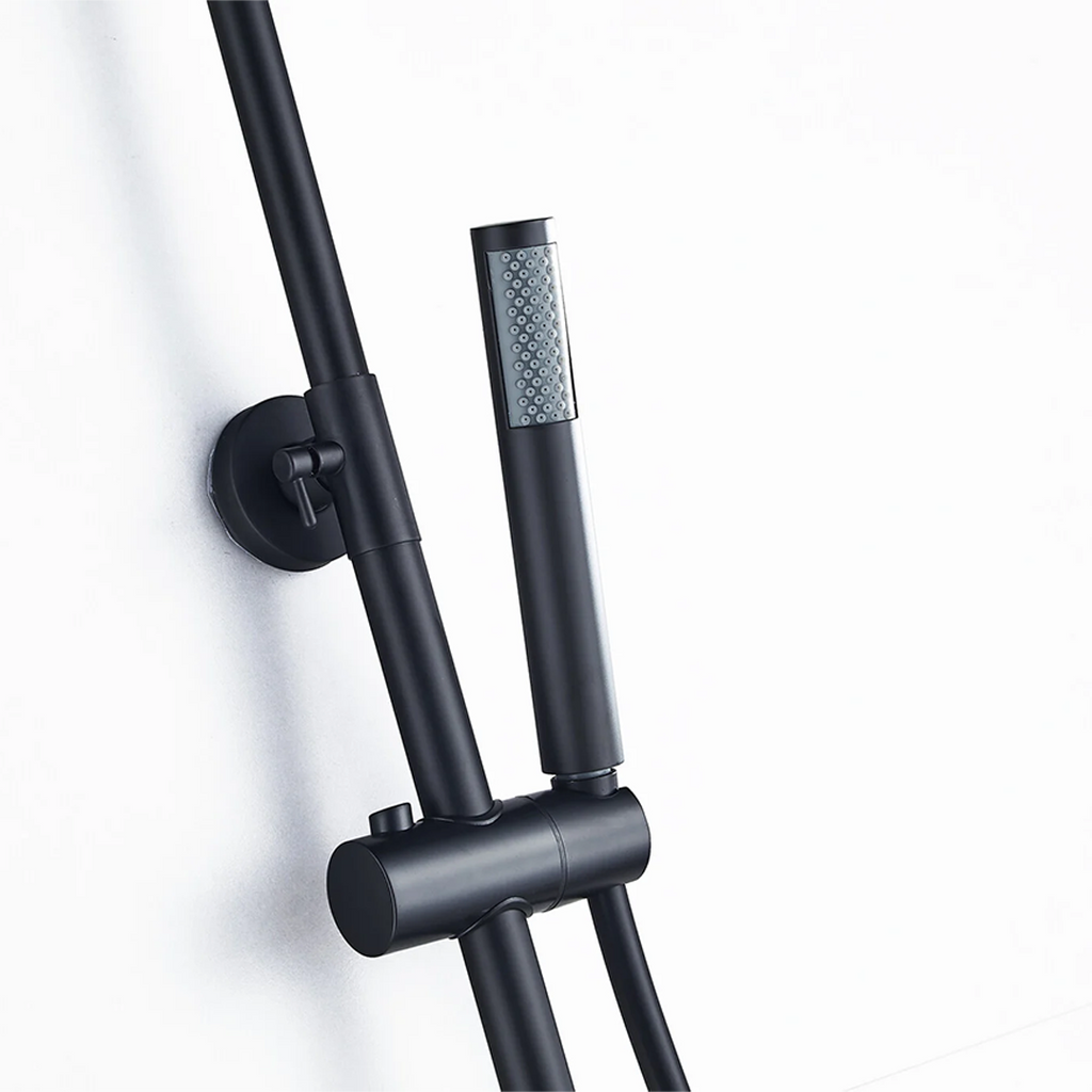 Opbouw regendouche 30 cm hoofddouche thermostatisch mat zwart / zilver