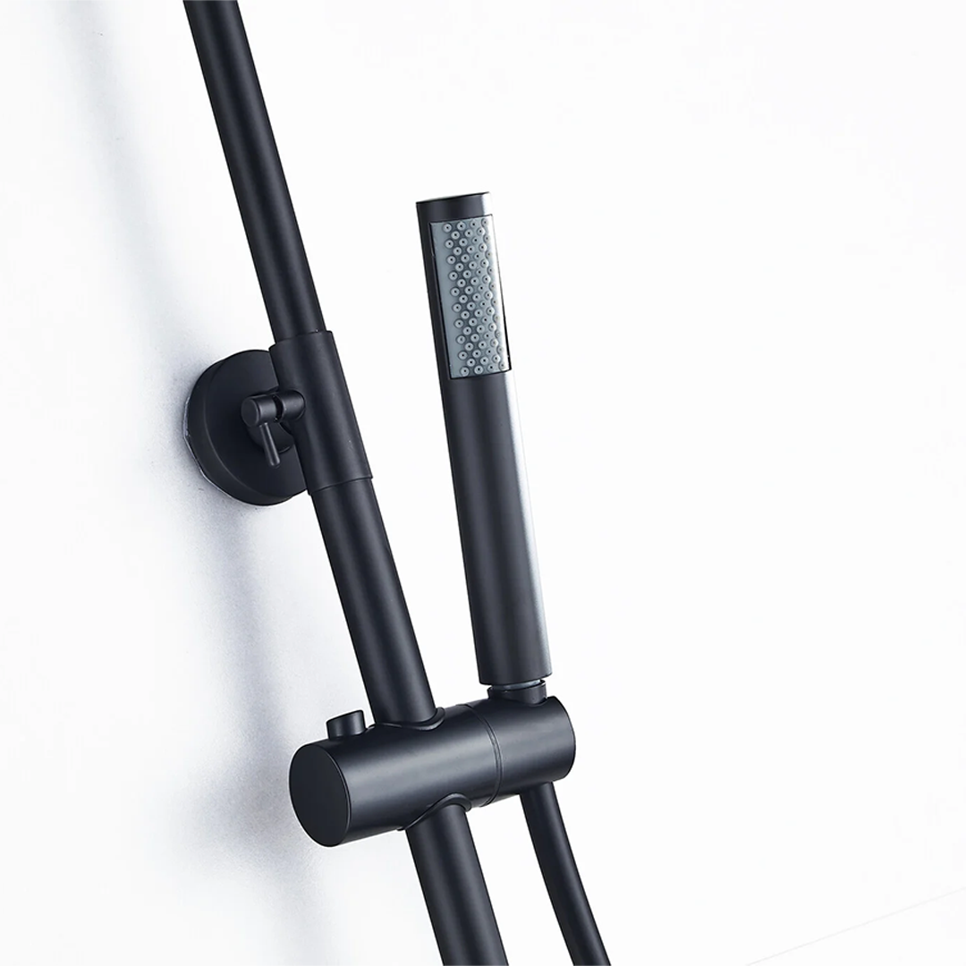 Surface-mounted rain shower 30 cm thermostatic shower head, matt black/silver