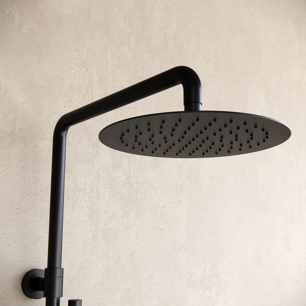 Opbouw regendouche 30 cm hoofddouche thermostatisch mat zwart / zilver